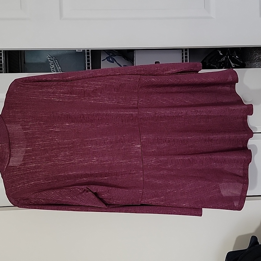 Susan Graver Plum Two-Piece Open Cardigan and Tank Set - Picture 3 of 6